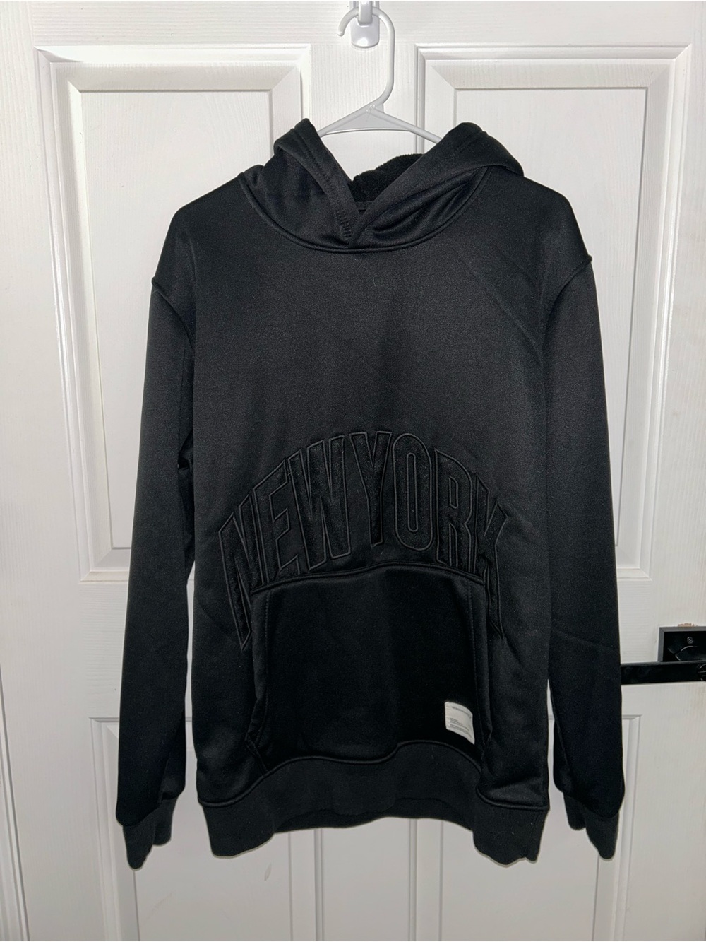 Men's Black Hoodie with New York Embossed Front - Picture 2 of 6